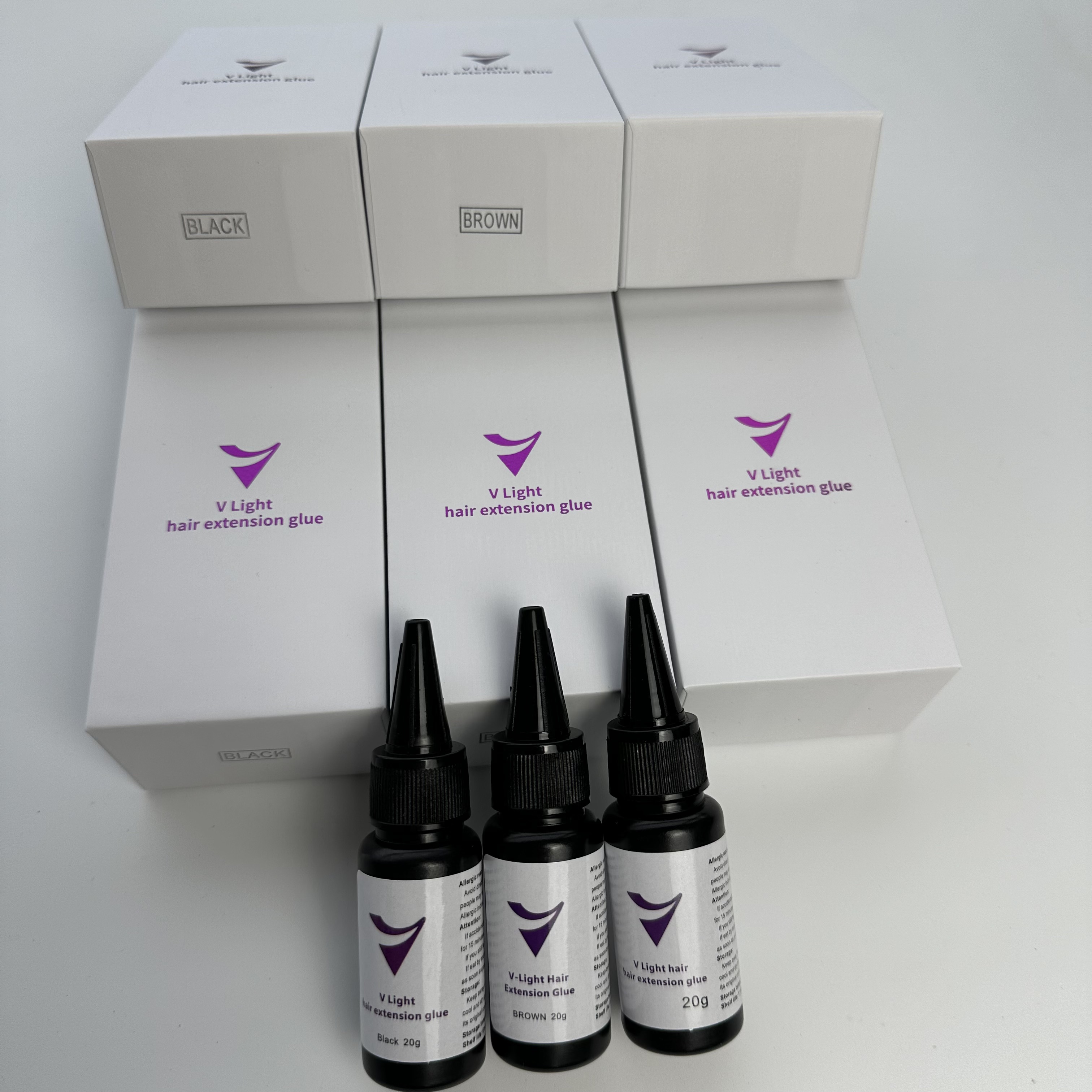 Professional V-Light Invisible Hair Extension Glue Eco-friendly resin adhesive clear glue black glue