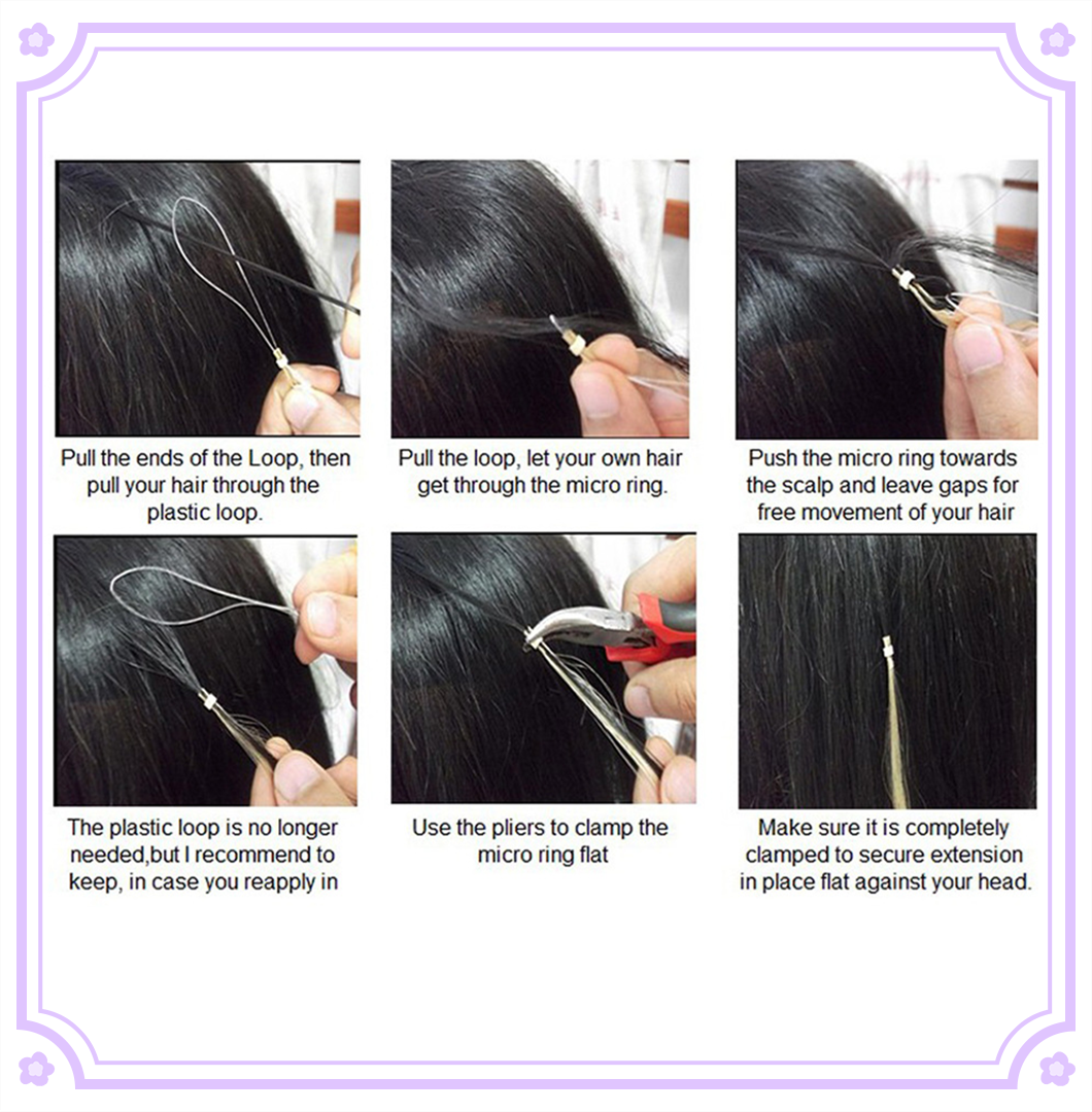 Micro-ring loop hair extensions； 100% Human Hair - 商品描述 5